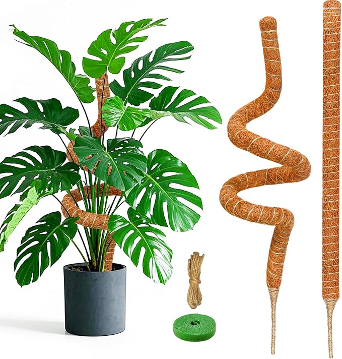 2 Pack 60 Inch Moss Pole Monstera Plant Support, Coir Moss Poles by Unknown