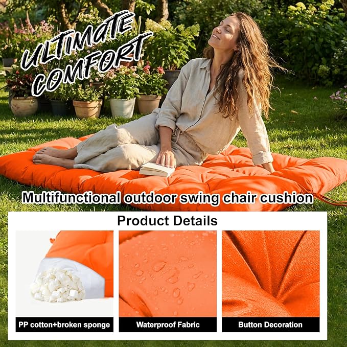 Waterproof Porch Swing Cushion Replacement, 2–3 Seat Swing Seat Cushion - Image 3