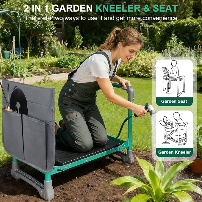 Garden Kneeler and Seat, 2-in-1 Foldable Garden Bench - Image 6