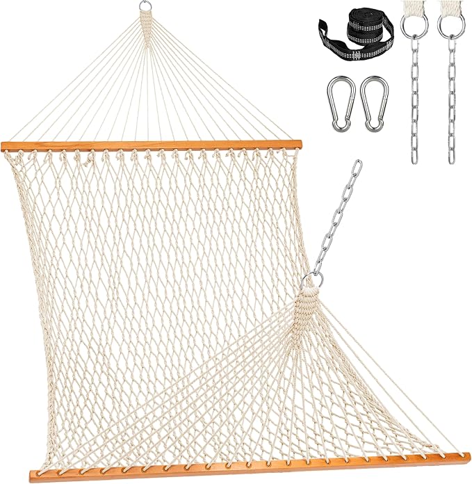 Lazy Daze Hammocks Double Rope Hammock, 2 Person Traditional Outdoor Hand Woven by LazyDazeHammocks