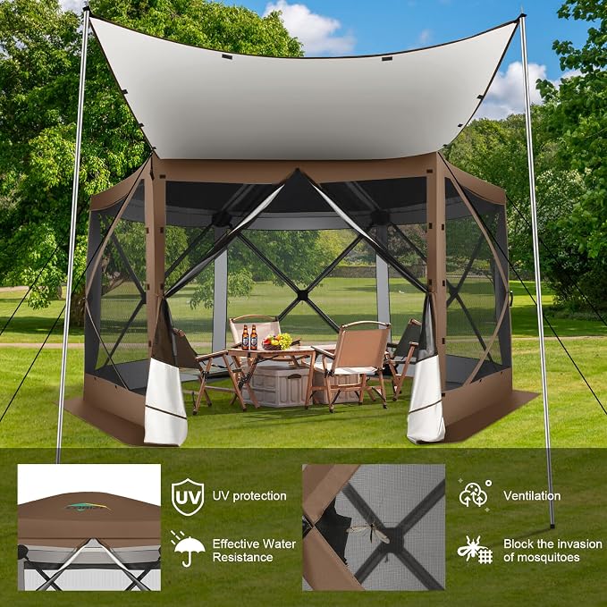 COBIZI 12x12 FT Pop Up Canopy Extendable Tent, Gazebos On Clearance, Screened - Image 9