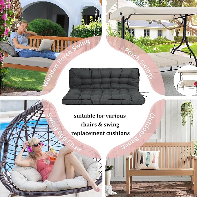 2-3 Seat Swing Replacement Cushion, Outdoor Bench Cushions - Image 7