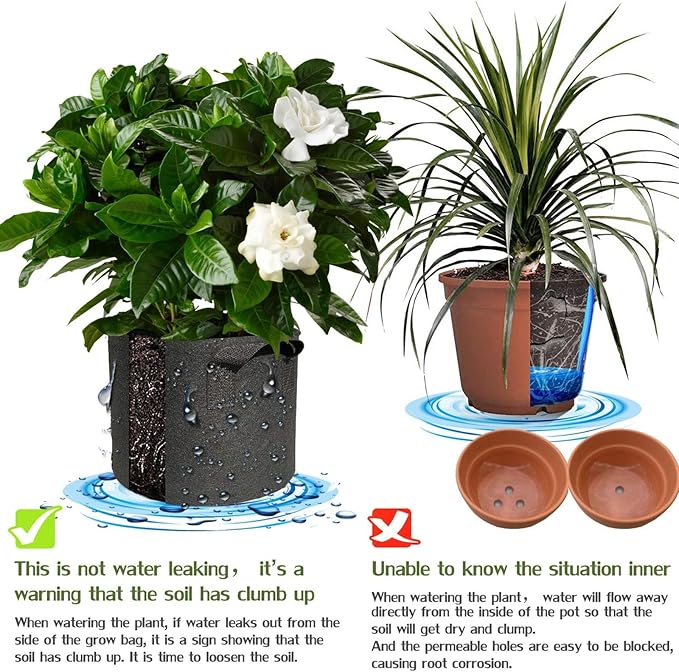 5 Pack 2 Gallon Grow Bags with Handles Garden Vegetable Flower Grow Bags - Image 4