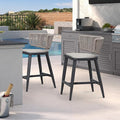 PURPLE LEAF Outdoor Counter Height Bar Stool Set of 2 Modern Rattan Bar Chairs by PURPLELEAF