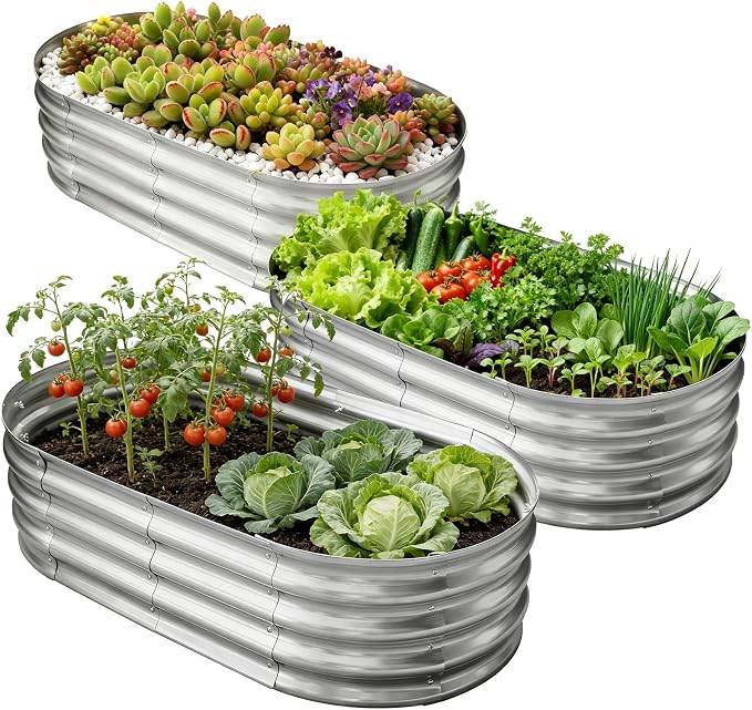 Galvanized Raised Garden Bed for Outdoor: 4X2X1ft Durable Metal Vegetable Plant by Unknown