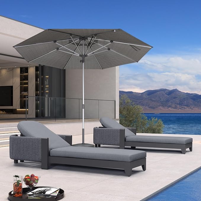 PURPLE LEAF 3-Piece Outdoor Chaise Lounge Set by PURPLELEAF