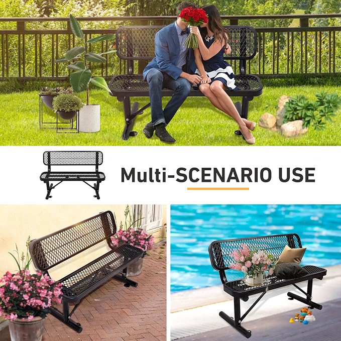 4FT/48INCH Heavy Duty Metal Park Bench - Image 7