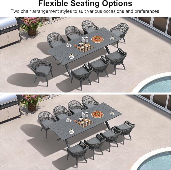 PURPLE LEAF 9 Piece Longer Patio Dining Set - Image 5