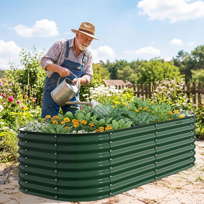 Kesfitt Raised Garden Bed Outdoor, Galvanized Steel Metal Raised Bed Planter - Image 9