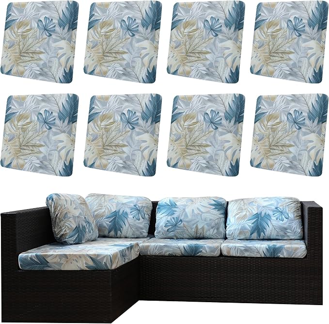 8Pcs Outdoor Cushion Covers, Patio Cushion Covers, Stretch Elastic Slipcovers by dreahoteztil