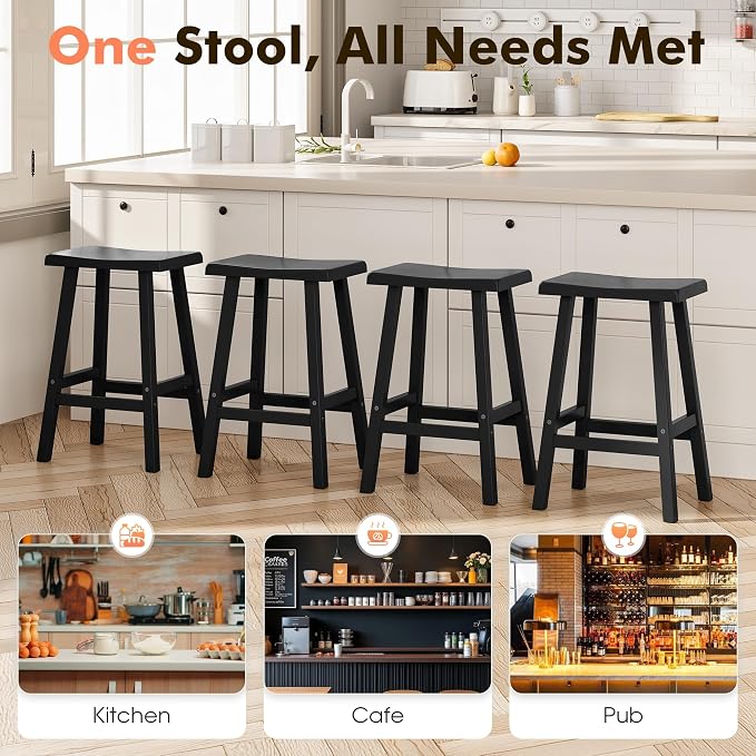 NUNU LAB Waterproof Barstools Set of 2-24 Inch HDPE Dining Height - Image 4