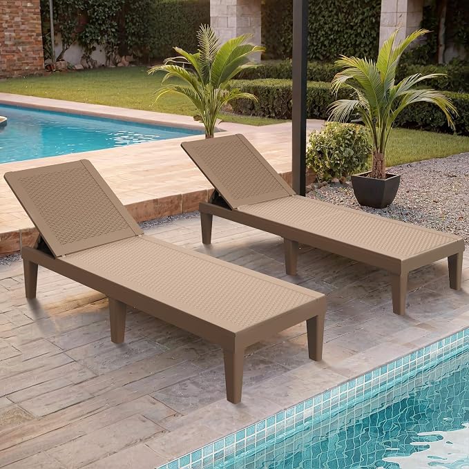 Greesum Outdoor Chaise Lounge Chair Set of 2, Waterproof 5-Position Adjustable - Image 3