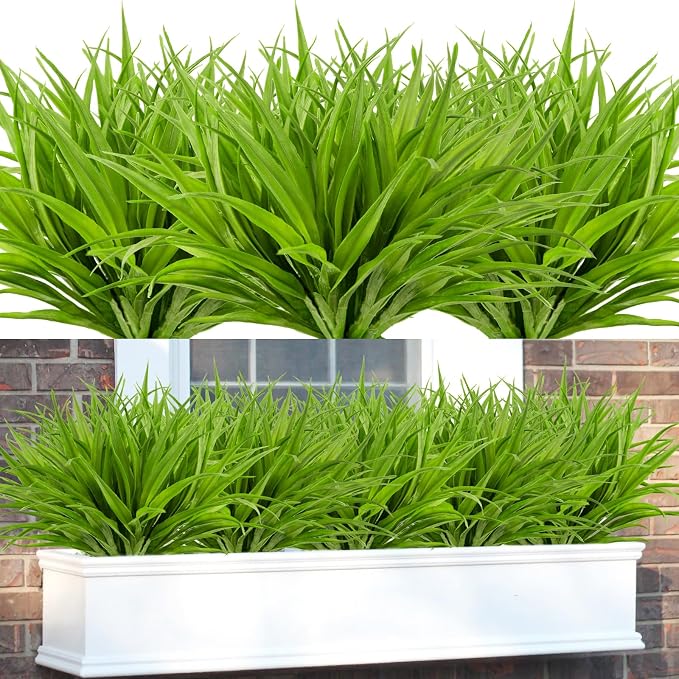 16Pcs Artificial Grass Fake Plants 17.3in 16 Leaves Outdoor Fake Grass UV by Phliofd