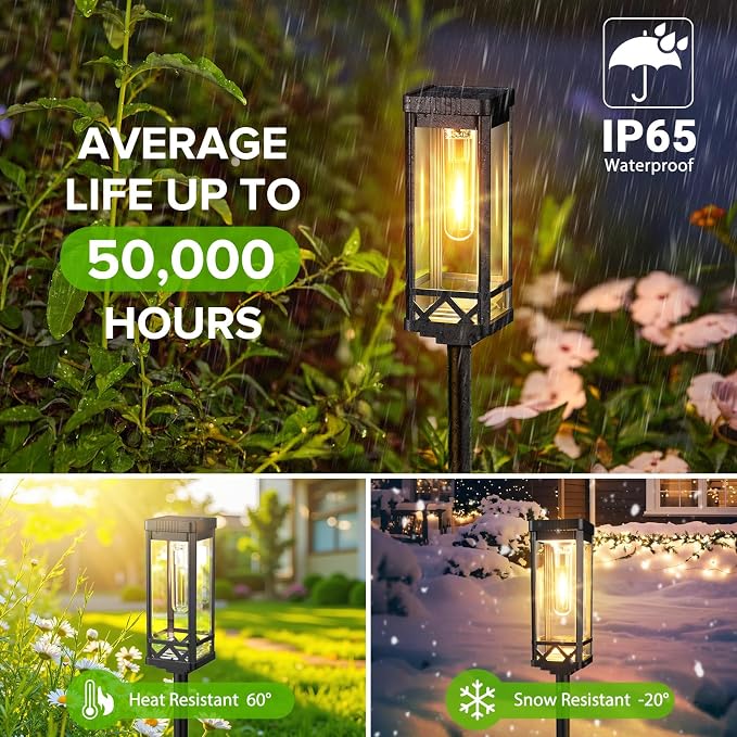 KOOPER Taller Solar Pathway Lights Outdoor, 2 Pack Upgraded Brighter Solar - Image 3