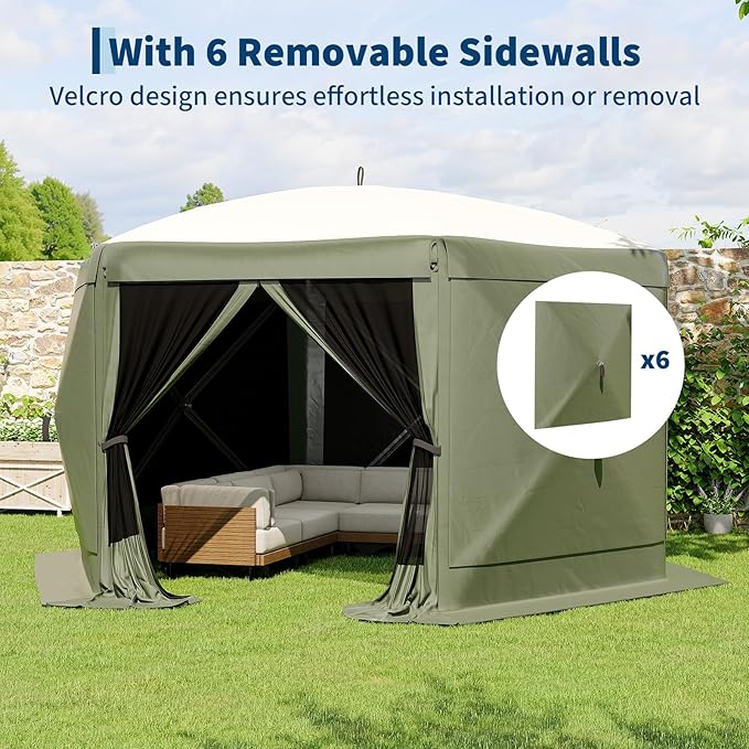 11.5x11.5FT 6-Sided Pop Up Gazebo Tent，One-Push Setup Canopy Tent - Image 4