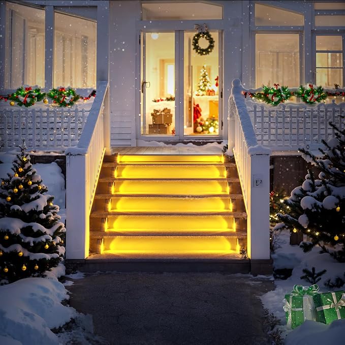 ROSHWEY Solar Step Lights for Outside, 12 Pack Solar Stair Lights Outdoor - Image 8