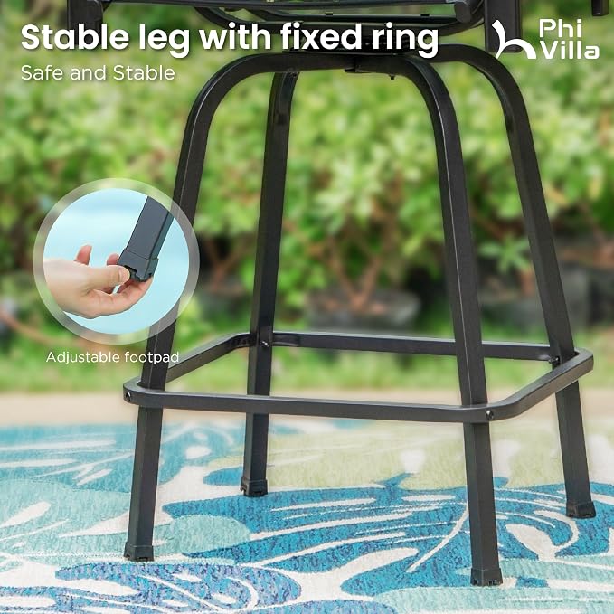PHI VILLA Outdoor Swivel Bar Stools Set of 6, Bar Height Patio Bar Stools & - Image 8