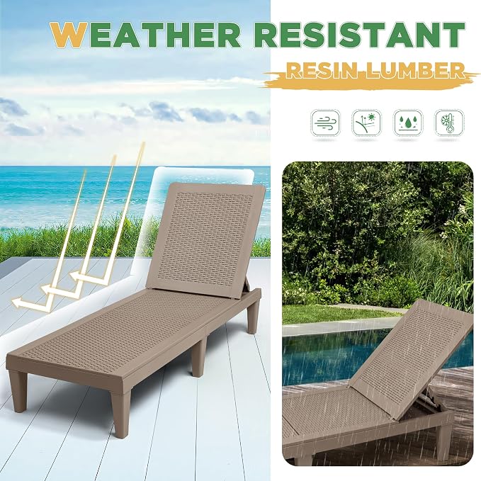 Greesum Outdoor Chaise Lounge Chairs Set of 4 - Image 7