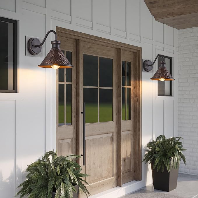 Gooseneck Outdoor Wall Light Fixtures, Industrial Oil-Rubbed Bronze Exterior - Image 2