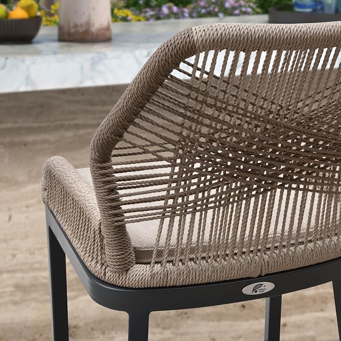 PURPLE LEAF Counter Height Bar Stools Set of 2 Rattan Wicker Outdoor Metal Boho - Image 8
