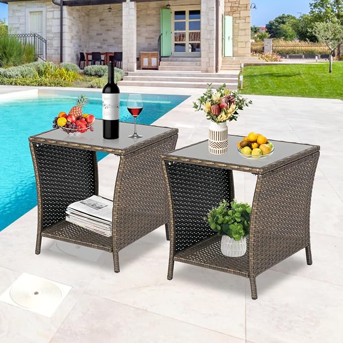 Kinfant Rattan Patio Side Table - Image 4