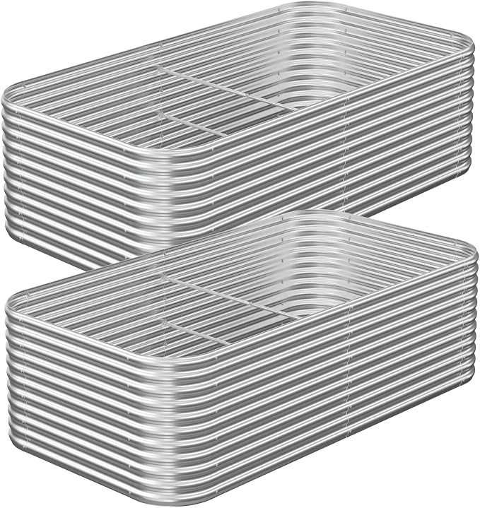 2 Pack Tall 6x3FT Corrugated Galvanized Steel Raised Garden Bed Outdoor by CATMANOR