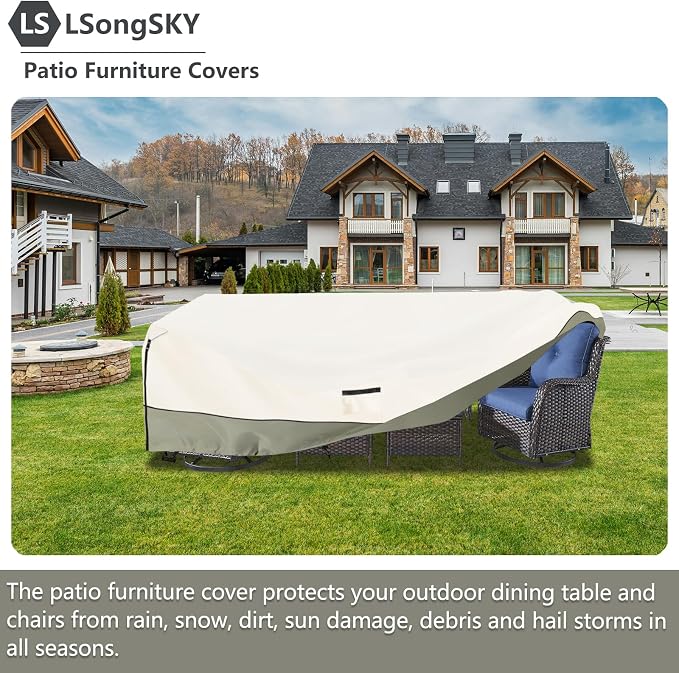 Outdoor Furniture Covers Waterproof, 600D Heavy Duty Outdoor Dining Table and - Image 6