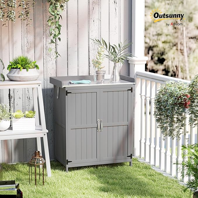 Outsunny Outdoor Storage Cabinet, Garden Tool Shed - Image 2