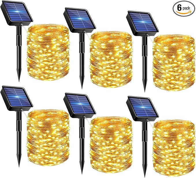 6 Pack Solar Fairy Lights for Outside Waterproof, Total 147FT 450LED Solar by bitjam