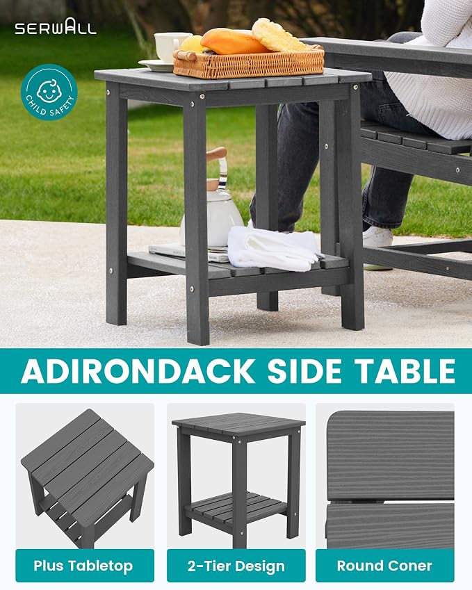 SEWRWALL Patio Furniture Set, HDPE Material All Weather Use Adirondack Chair Set - Image 4