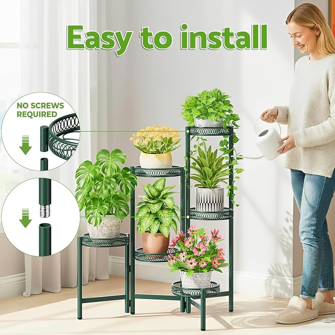 Metal Plant Stands Indoor Outdoor, 6 Tier Plant Stand Corner Plant Shelf - Image 6