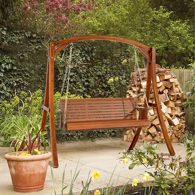 VINGLI Upgraded Patio Wooden Porch Swing - Image 7