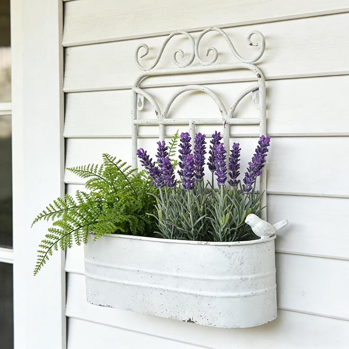 Rustic Metal Wall Planter Vintage Wall Mounted Flower Pot Distressed Wall - Image 6