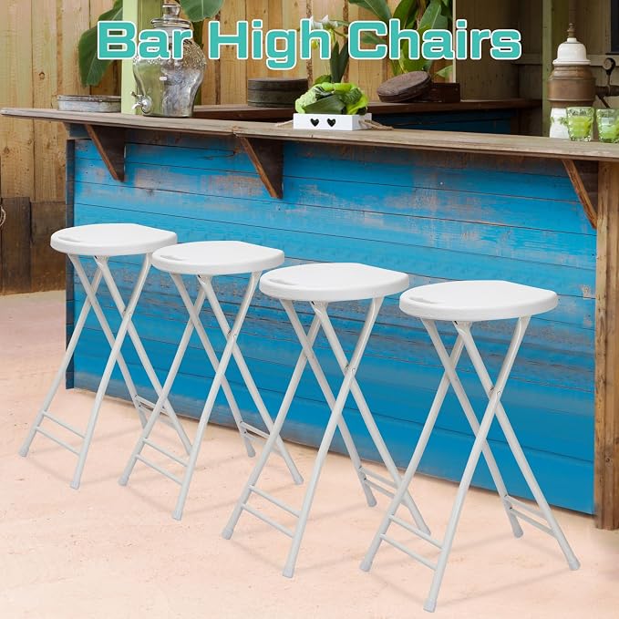 Suzile 2 Pcs 24 Inch Tall Folding Chair Portable Plastic Stool Chair Heavy Duty - Image 7