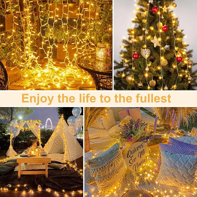 4 Pack Battery Christmas Light String 16.5Ft 50 LED Clear Wire Sting Lights - Image 5