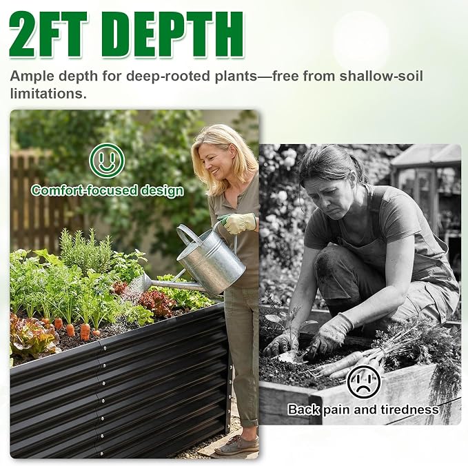 Galvanized Raised Garden Bed Kit Outdoor Patio, Deep Root Box Planter - Image 5