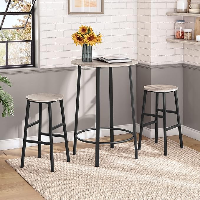 Bar Stools, 24.4 Inch Kitchen Breakfast Bar Chairs, Industrial Bar Stools - Image 2
