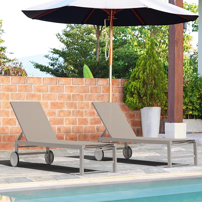 Shintenchi 2 PCS Outdoor Chaise Lounges Chair - Image 7