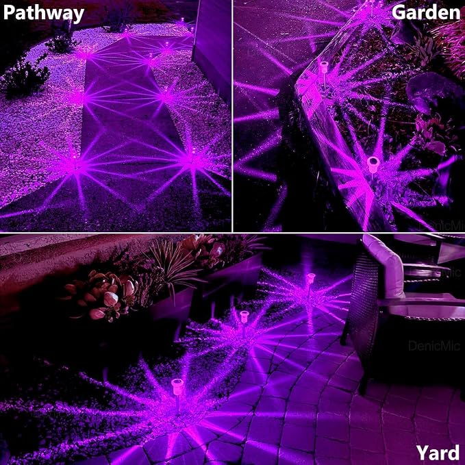 DenicMic Solar Lights Outdoor 10 Pack Waterproof Purple LED Stainless Steel - Image 6