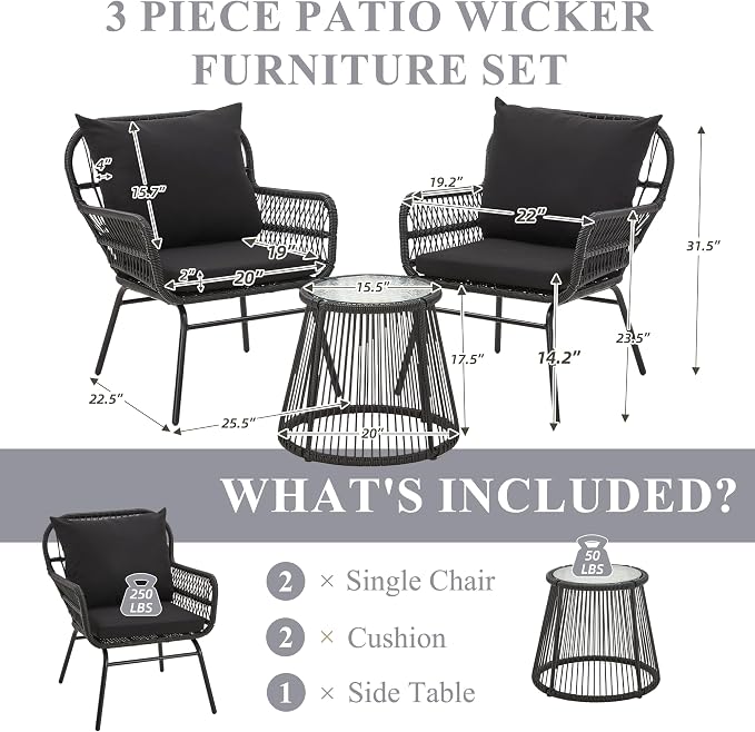 Bezseller 3-Piece Outdoor Patio Set - Image 2