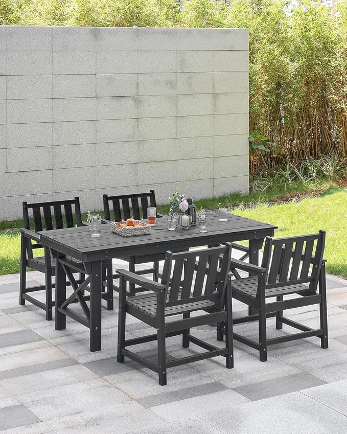 5-Piece HDPE Patio Dining Set, Outdoor Table and Chairs - Image 2