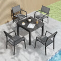5 Pieces Outdoor Dining Set, Never-Rust Aluminum Expandable Patio Dining Table by SeeHill