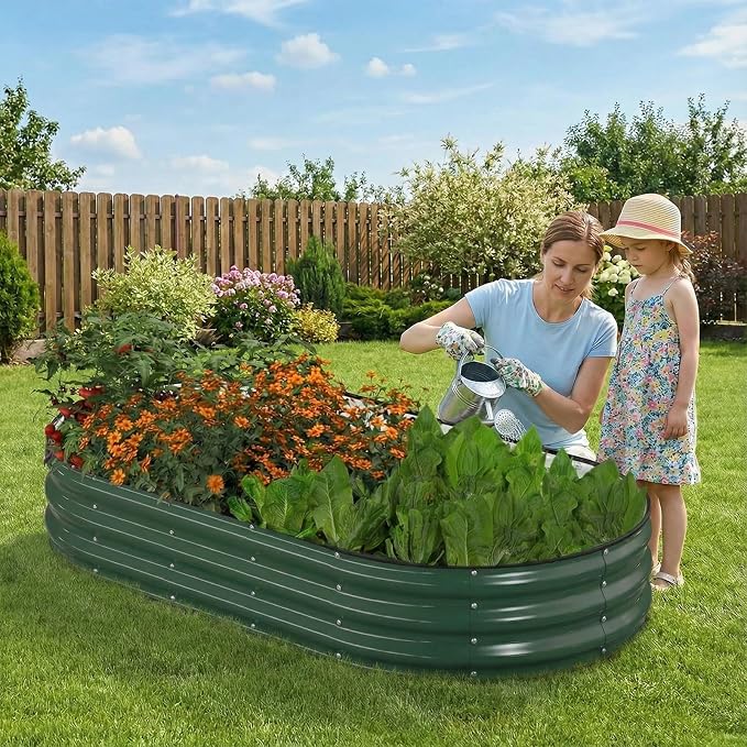 Raised Garden Bed, Oval Metal Planter Box - Image 7