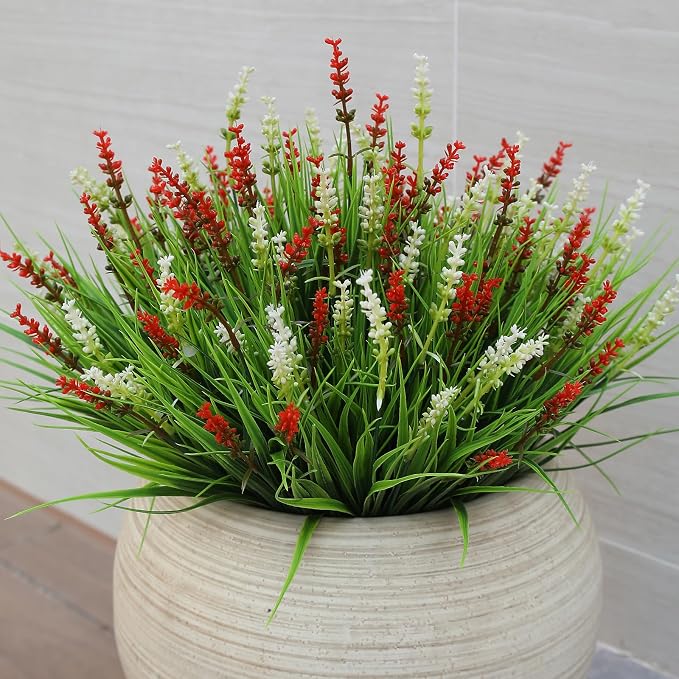 alyptus Outdoor Artificial Flowers 12 Bundles Plastic Plants Faux White Flower - Image 6
