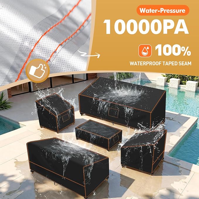 SUNICO Outdoor Patio Furniture Covers Set, 5 Piece Patio Covers - Image 3