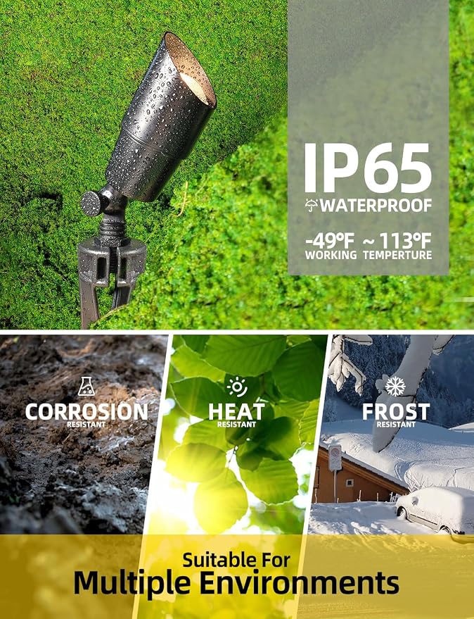 COLOER Brass Low Voltage Landscape Spotlight 1-Pack - Image 5