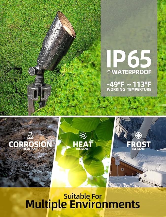 COLOER Brass Low Voltage Landscape Spotlight 12-Pack - Image 5