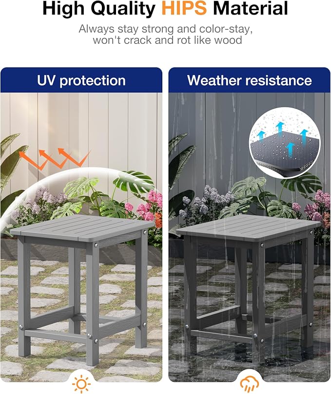 YEFU Outdoor Side Table for Patio: 16" HIPS Weather - Image 5