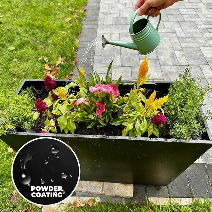 Black Steel Metallic Heavy Planter 36" x 15" x 24" - Image 8