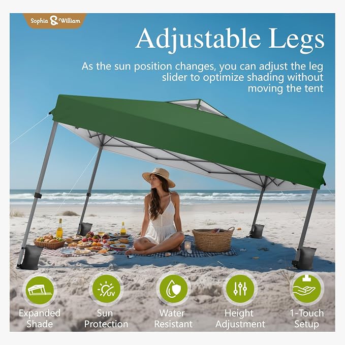 Sophia & William Canopy Tent Pop Up 10x10 ft, One Person Push Set Up Tent - Image 8